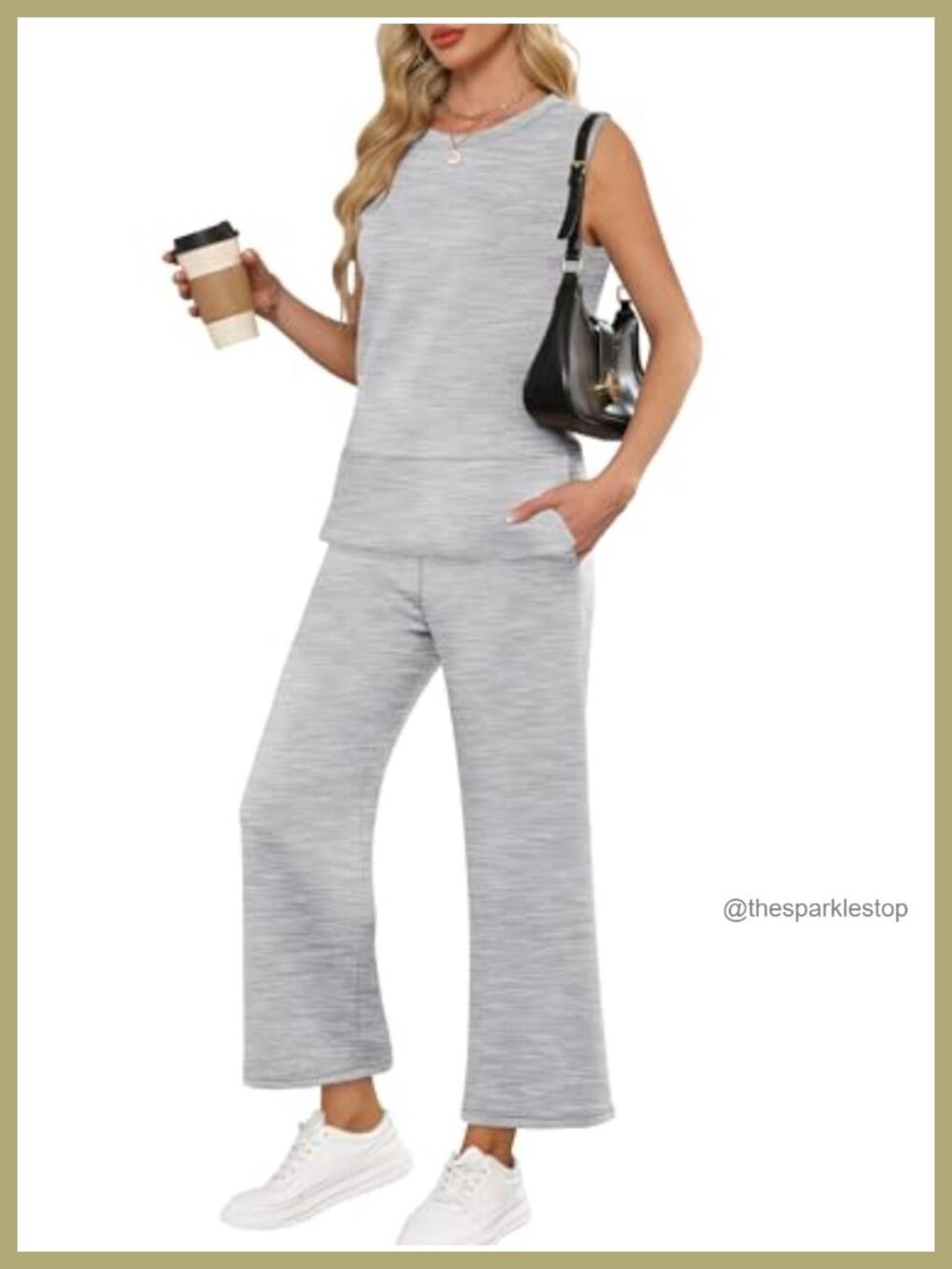 Women's 2 Piece Tank Top & Wide Leg Pants Lounge Travel Set Sleeveless